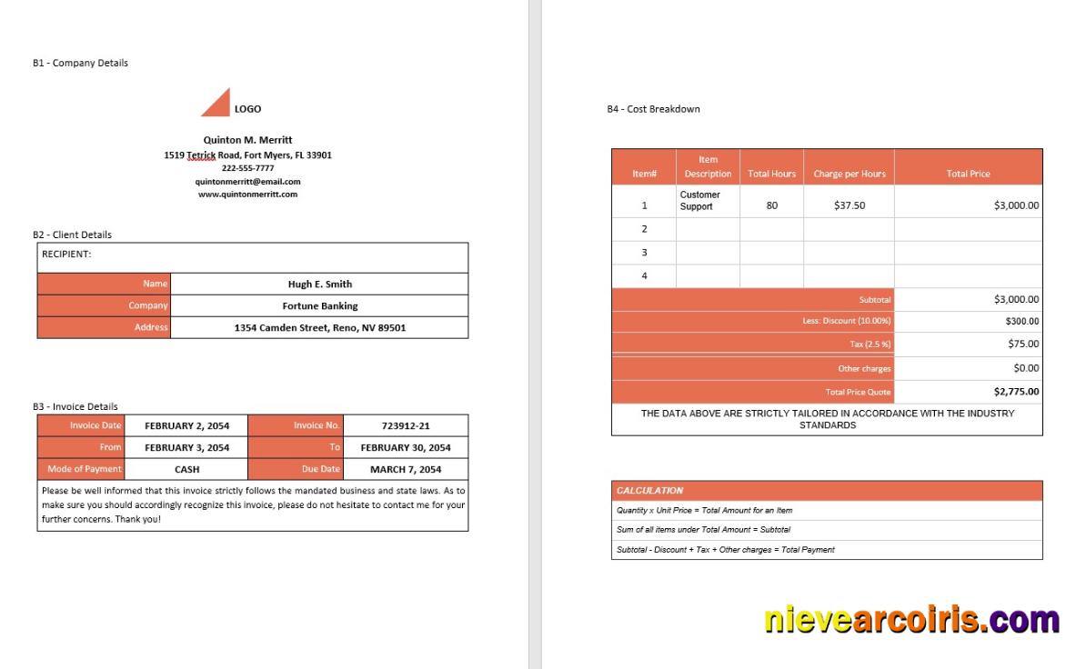 Free Simple Freelance Invoice